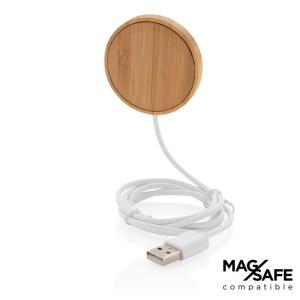Bambusowa, magnetyczna ładowarka bezprzewodowa 10W - P302.639