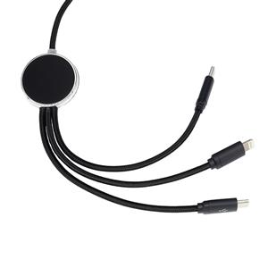 Długi kabel 3w1 z podświetlanym logo