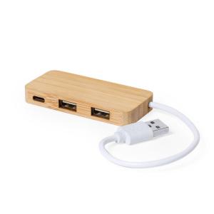 Bambusowy hub USB 2.0 z USB typu C - V0199-18