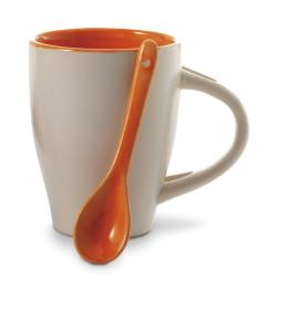 Kubek ceramiczny 300 ml z łyżeczką - V5269-07