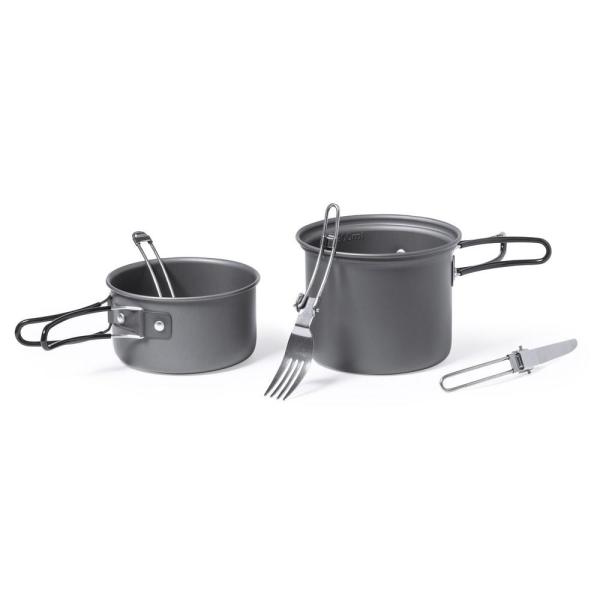 Pojemniki na żywność 2 szt., 600 ml i 800 ml, sztućce, w pokrowcu RPET - V1019-03-1467433
