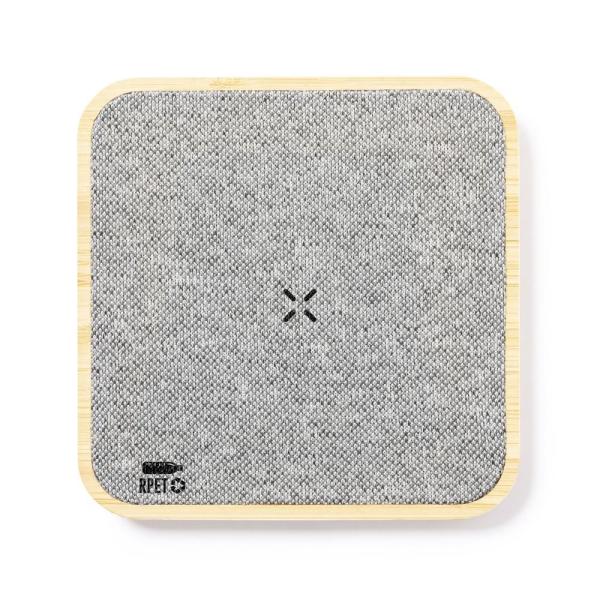 Bambusowa ładowarka bezprzewodowa 15W, elementy z RPET - V1121-00-1467696