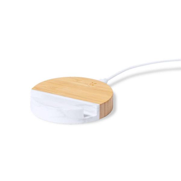 Bambusowa ładowarka bezprzewodowa 15W, stojak na telefon - V1135-00-1467720