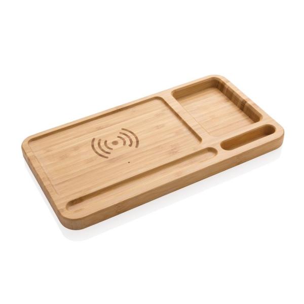 Bambusowa ładowarka bezprzewodowa 10W, organizer na biurko - P308.399-1463562