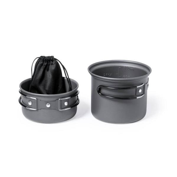 Pojemniki na żywność 2 szt., 600 ml i 800 ml, sztućce, w pokrowcu RPET - V1019-03-1467436
