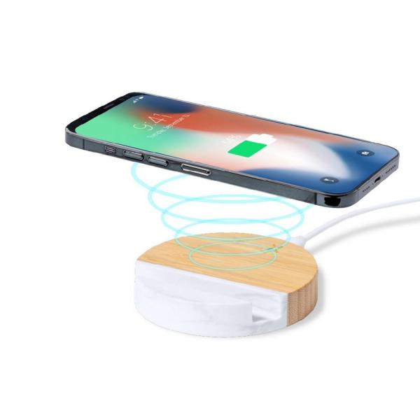 Bambusowa ładowarka bezprzewodowa 15W, stojak na telefon - V1135-00-1467716