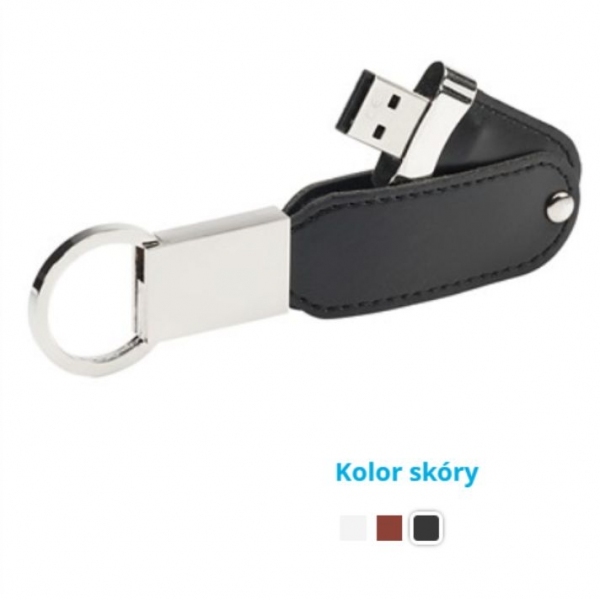 Pendrive pamięć USB 8GB z grawerem obrotowy skórzany