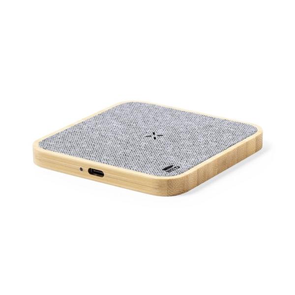 Bambusowa ładowarka bezprzewodowa 15W, elementy z RPET - V1121-00-1467695