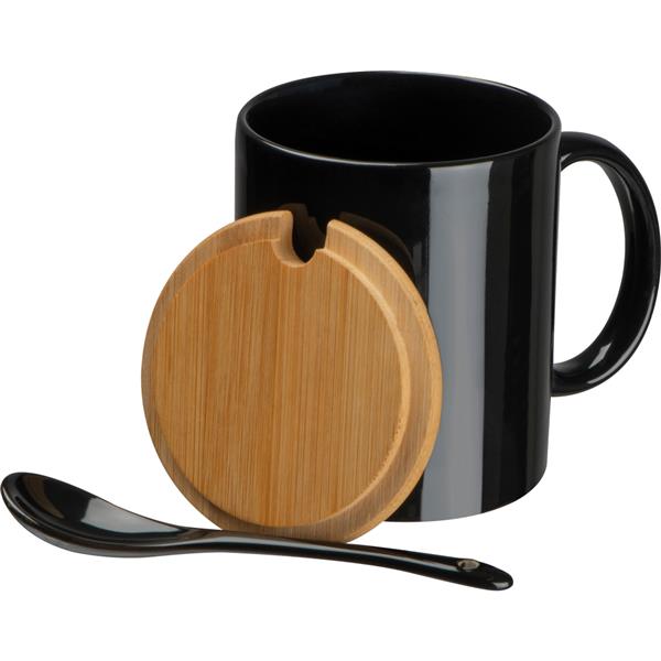 Kubek ceramiczny z łyżeczką 300 ml-1195830